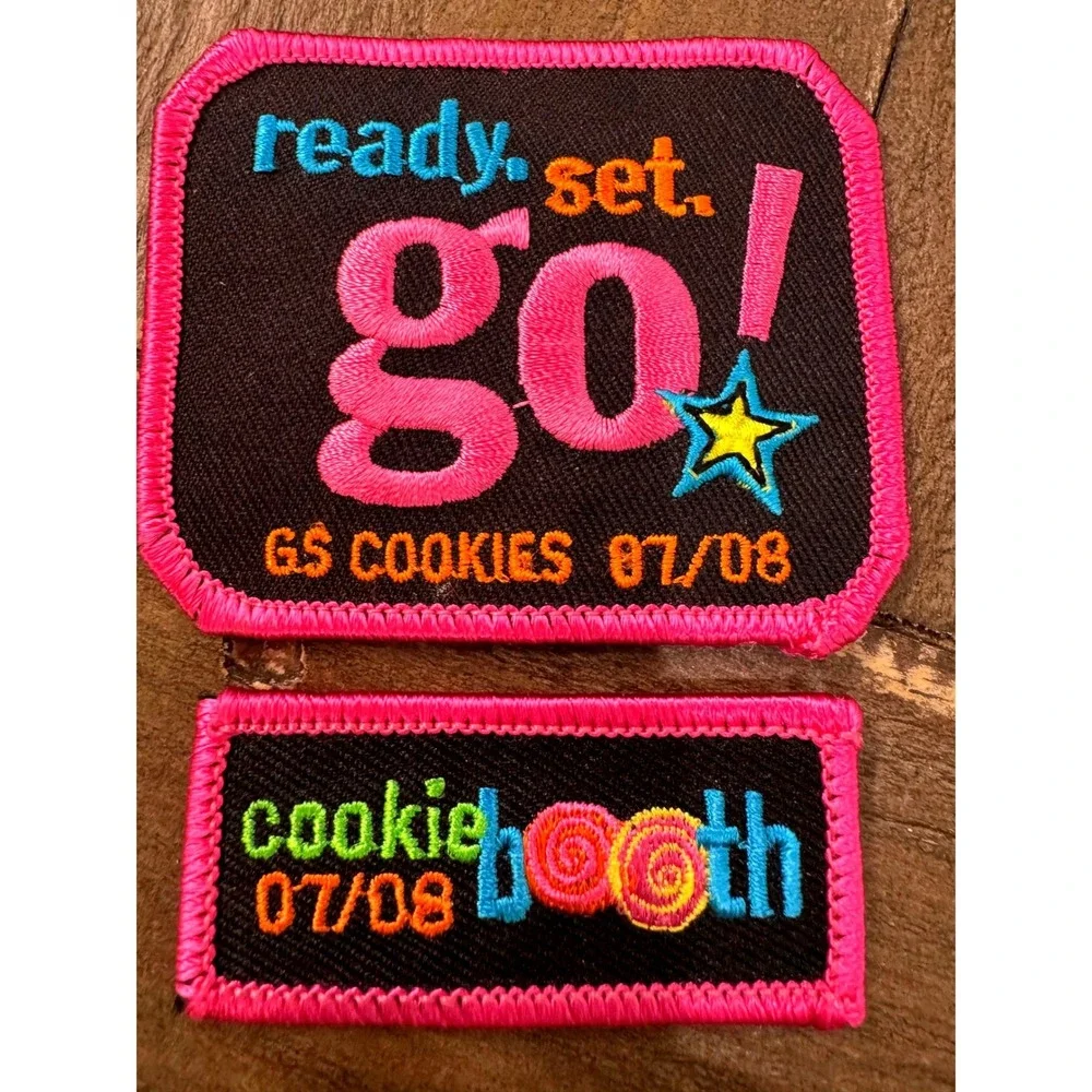 Girl Scouts GS Cookies 2007-08 Ready Set Go & Cookie Booth Patch Lot